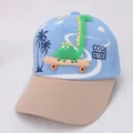 Berretto da baseball per bambini blu e beige con dinosauro 3D su skateboard - Stile 2 Blu