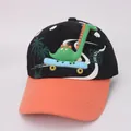 Berretto da baseball per bambini con dinosauro cool e visiera arancione a contrasto - Stile 2 Nero