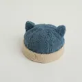 Navy blue and beige fleece kids hat with cute cat ears and thick plush texture - Toddler (46-48cm) / Blue
