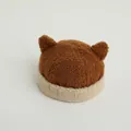Brown fleece baby earflap hat with cute bear ears and contrast cream trim detail - Toddler (46-48cm) / Coffee