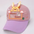 Berretto da baseball rosa e viola per bambini con coniglio 3D e testo Happy Easter - Stile 3 Rosa