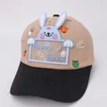 Berretto da baseball per bambini kaki e nero con coniglio 3D e stampe di cartoni - Stile 3 Cachi