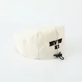 Cream corduroy kids beret hat with New York embroidery and adjustable black drawstring - Baby Size (48-52CM) / Cotton Embroidered Style (Beige)