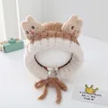 Winter plush rabbit trapper hat for toddlers with brown and white faux fur and earflaps - Coffee