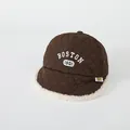 Cappellino da baseball invernale trapuntato marrone per bambini con fodera in pile - Stile Boston / Caffè Scuro