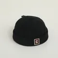 Kids black corduroy docker hat with vintage letter C patch and adjustable strap - 50-52cm / C Letter Black