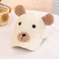Berretto da baseball invernale per bambini con orecchie da orso 3D in pile color crema - Bambini 4-10 Anni 50-54cm / Beige