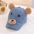 Berretto invernale in pile blu per bambini con graziose orecchie da orso 3D - Bambini 4-10 Anni 50-54cm / Blu