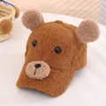 Berretto da baseball invernale per bambini con orecchie da orso in peluche marrone - Bambini 4-10 Anni 50-54cm / Marrone scuro