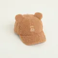 Braune Fleece-Baseballkappe mit Bärenstickerei und 3D-Ohren für Kleinkinder - Kinder 1-4 Jahre 46-50CM / Hellkaffee