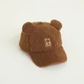 Braune Fleece Teddybär Baseballkappe mit süßen Ohren für Kleinkinder und Kinder - Kinder 1-4 Jahre 46-50CM / Dunkelbraun