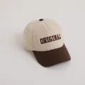 Kids winter lamb wool baseball cap in beige and brown with original letter embroidery - Coffee