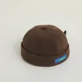 Καφέ κοτλέ παιδικό καπέλο docker με μπλε ετικέτα λογότυπου και ανάγλυφο ύφασμα - 50-52cm / 1607 Καφέ
