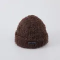 Thick warm dark brown plush knit beanie for kids featuring a soft faux fur texture - Toddler / Dark Coffee