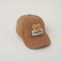 Winter kids baseball cap in brown teddy fleece featuring a cute bear and Lucky patch - Kids 3-10 Years 50-54CM / Coffee