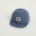 Gray blue corduroy baby baseball cap with K letter embroidery and soft brim - Blue Letter K