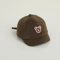 Infant cotton baseball cap in dark brown color with cute bear patch and soft brim - Adjustable Infant Size / Army Green with Embroidered Bear