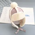 Cappello invernale rosa per bambini con calda fodera in peluche e pompon - Circonferenza Testa 47-52CM / Rosa Antico