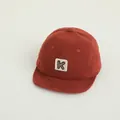 Brick red corduroy baby baseball cap with ivory K letter patch for toddlers 1-4 years - Burgundy Letter K