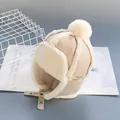 Colbacco invernale per bambini in finta pelle scamosciata con fodera in peluche beige - Circonferenza Testa 47-52CM / Beige