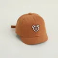 Caramel brown baby baseball cap with cute bear embroidery and short brim - Adjustable Infant Size / Coffee with Embroidered Bear