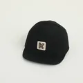 Infant black corduroy baseball cap with K letter patch and soft brim for baby boys and girls - K Letter Black