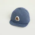Blue corduroy toddler baseball cap with soft brim and embroidered A-letter patch - Blue Letter A