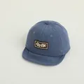 Blue corduroy baseball cap for toddlers featuring a brown Quik patch and soft brim - Blue Quik Patch
