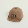 Brown corduroy baseball cap for toddlers featuring a vintage Quik letter patch - Khaki Quik Patch