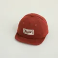 Rust red corduroy baby baseball cap with white Quik letter patch for infants - Burgundy Quik Patch