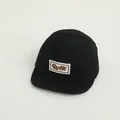 Black corduroy baseball cap for toddlers with soft brim and Quik letter patch - Black Quik Patch