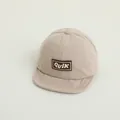 Light beige corduroy baby baseball cap with soft brim and Quik letter patch - Beige Quik Patch