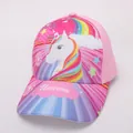 Pink kids baseball cap with cartoon unicorn and rainbow pattern for sun protection - Pink Rainbow Unicorn