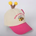 Bordado detallado de abeja animada y texto World Bee Day en gorra para niños - Niños 2-6 Años 48-52CM / Rosa rojo