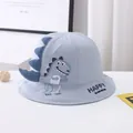 Cute light blue kids sun hat with cartoon dinosaur embroidery and 3D decorative fins - Kids Size / Blue