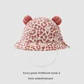 Simpatico cappello da pescatore beige per neonati con stampa leopardata e orecchie - Stampa Leopardata Arancione (TJZY166)