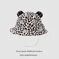 Cappello da sole per neonati con stampa mucca bianca e nera e orecchie 3D sorridenti - Stampa Leopardata Nero (TJZY166)