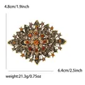 Vintage-Brosche in Blumenform mit orangen Strasssteinen und Bronze-Legierung - Braun
