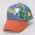 Gorra de béisbol para niños en azul y naranja con un parche de dinosaurio de dibujos animados - Niños 3-8 Años 48-53CM / Estilo 1 Azul Cielo