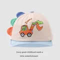 Beige baby baseball cap with light blue brim and 3D dinosaur fin details - 45-48cm / Beige Excavator Dinosaur