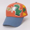 Gorra de béisbol infantil naranja y azul con parche de dinosaurio y picos en 3D - Niños 3-8 Años 48-53CM / Estilo 1 Naranja