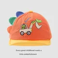 Kids dinosaur baseball cap in orange and yellow with Super embroidery and 3D accents - 45-48cm / Orange Excavator Dinosaur