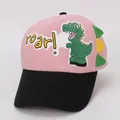 Pink and black kids baseball cap featuring cartoon dinosaur print and 3D fabric scales - Kids 3-8 Years 48-53CM / Style 1 Pink