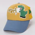 Kids baseball cap in yellow and denim blue with green cartoon dinosaur patch - Kids 3-8 Years 48-53CM / Model 1 Yellow