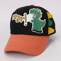 Kids baseball cap in black and red with green cartoon dinosaur and 3D fin details - Kids 3-8 Years 48-53CM / Style 1 Black
