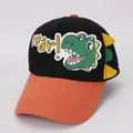 Kids baseball cap in black and orange with cartoon dinosaur and Roar! print design - Kids 3-8 Years 48-53CM / Style 2 Black