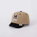 Kids baseball cap in khaki and black with embroidered M logo and short brim style - 48-52cm / M Letters Khaki