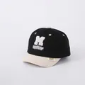 Contrast color baby baseball cap in black and cream featuring M letter towel embroidery - 48-52cm / M Letters Black