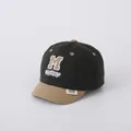 Kids color-block baseball cap in dark green and khaki with M HAPPY embroidery - 48-52cm / M Letters Army Green