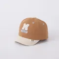 Baby cotton baseball cap with M letter embroidery in brown and cream color block - 48-52cm / M Letters Coffee